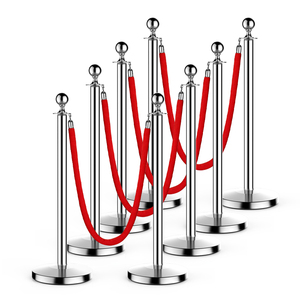 Kim loại bóng Đầu đường rào cản quản lý hàng đợi stanchion với nhung/chuỗi dây cho sự kiện bên kiểm soát đám đông - Product Image 2