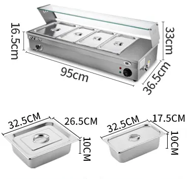 Gaz industriel/électrique 220V/380V acier inoxydable Bain Marie Buffet serveur chauffe-aliments pour équipement de restauration