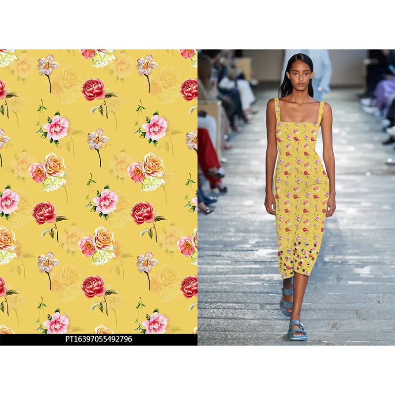 Модный дизайн, китайская простая и узорная ткань, полиэфирная шифоновая ткань с принтом для платья