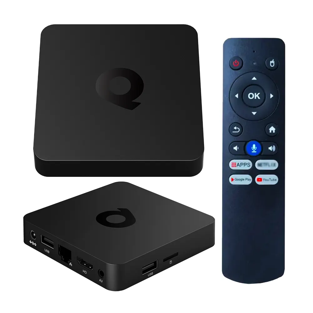 Kotak tv 2023 ATV Q1 baru 10.0, Set Top BOX pintar 5g Dual Band Wifi Allwinner H313 4K video hd suara Remote