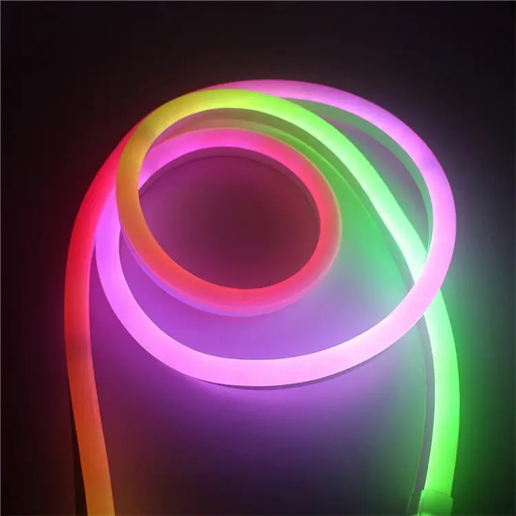 Impermeável 360 graus rodada crismas LED RGB Neon Flex Luz AC110 220V rolos de 50m Diâmetro 14mm