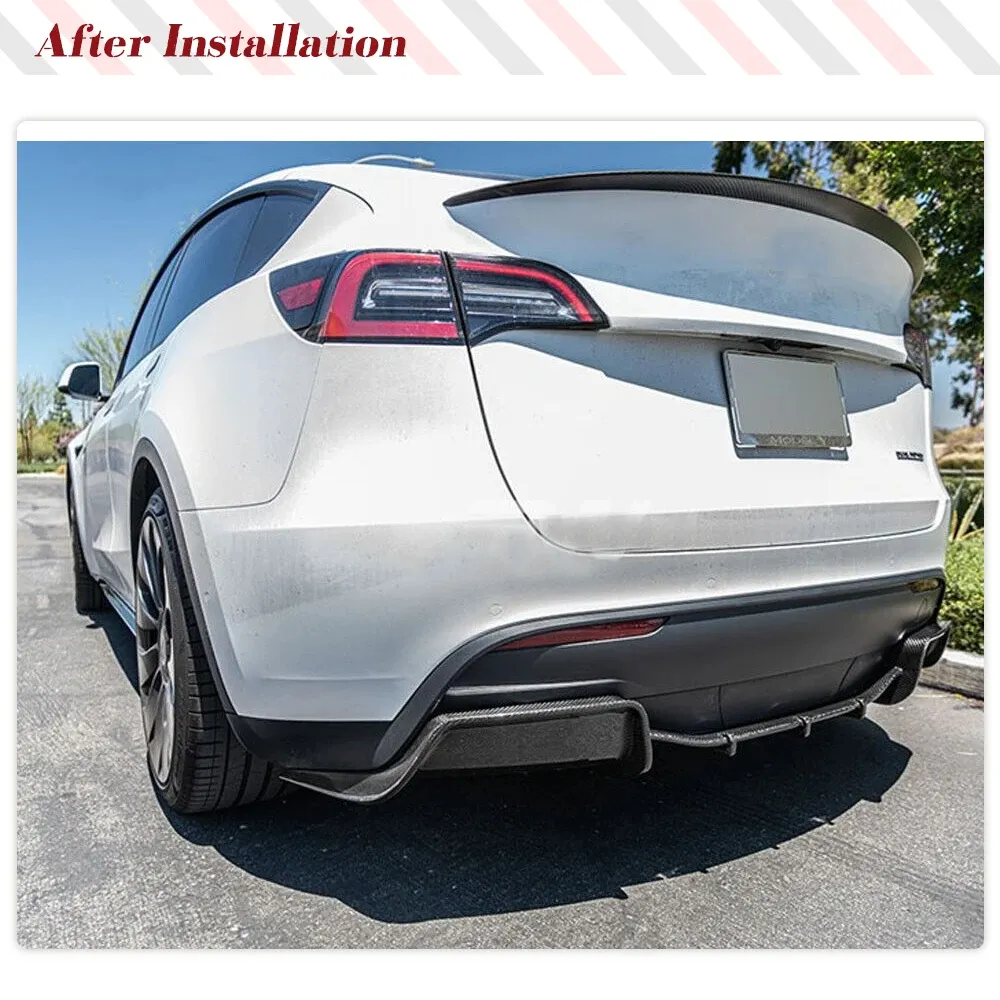 Fits For Tesla Model Y Real Dry Carbon Rear Bumper Diffuser Lip Spoiler Chin