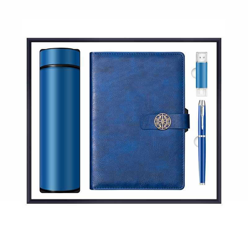 Bleu-(flacon + cahier + stylo + USB)