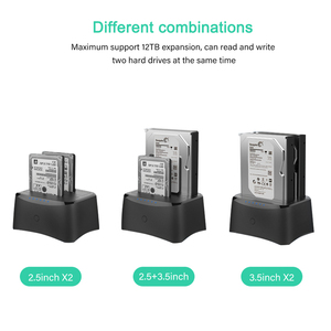 Wavlink USB 3.0デュアルベイSATA HDDドッキングステーションプラスチックPCケース2.5/3.5インチHDD SSDストレージ用外部アダプター付き - Product Image 2