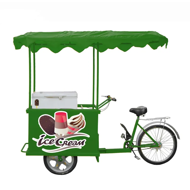 Gran promoción de ventas Bicicleta Polo de hielo bebidas carrito de empuje 158 litros congelador solar carrito comercial bicicleta helado triciclo