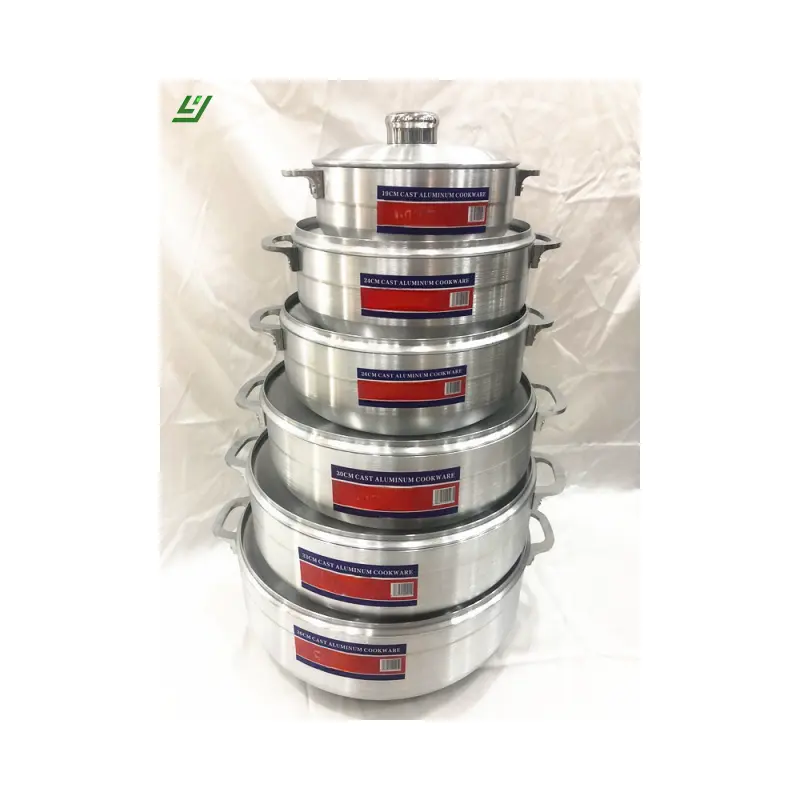 2023 Oem 6 piezas precio barato fundición cazuela forjado aluminio grande cocina antiadherente Pan Pot juegos de utensilios de cocina