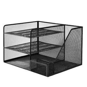 Metal <strong>File</strong> Storage Rack Desktop Storage Rack Office Complete <strong>File</strong> Storage Three-layer <strong>File</strong> Rack - Product Image 1