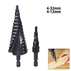 2Pcs/Set <strong>4</strong>-12 <strong>4</strong>-32mm HSS Step Drill Bit for Wood Metal Cone <strong>Hole</strong> Cutter Cone Drilling Tool <strong>1</strong>/4Inch Shank