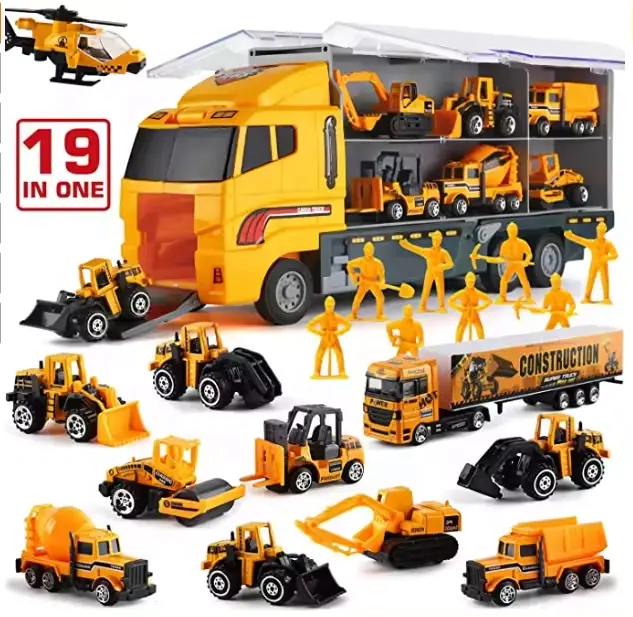 Toyhome 2024 Hot Bán 19 Trong 1 Xây Dựng Kỹ Thuật Máy Bay Tàu Sân Bay Xe Tải Đồ Chơi Thiết Lập Diecast Đồ Chơi Xe Ô Tô Mô Hình Đồ Chơi Xe Tải