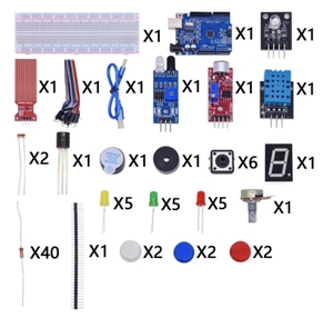 Kit de inicio para Arduino Uno R3 Breadboard Kit básico de aprendizaje simple, sonido/nivel de agua/humedad/detección de distancia, control LED