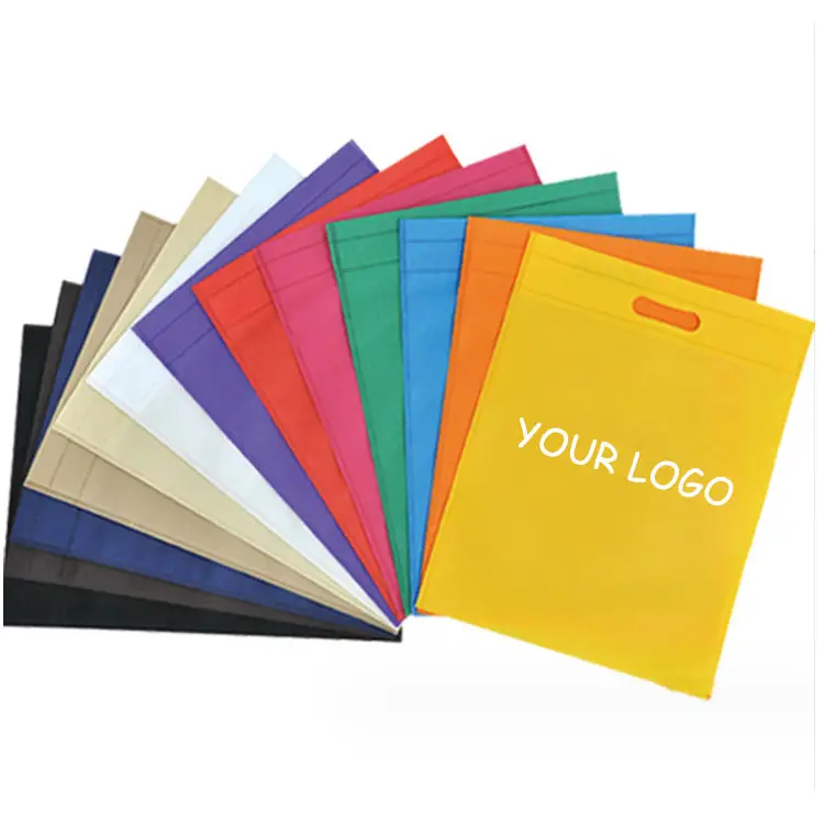 Stock Cheap Non Woven Bag Shopping Customized Logo Customized Designs D-cut Handle Non-Woven Bags