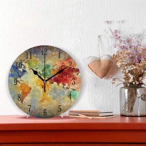 Bản Đồ Thế Giới Đồng Hồ Cũ Và Cổ Im Lặng Phòng Khách Phòng Ngủ Văn Phòng MDF Gỗ Tùy Chỉnh Đồng Hồ Treo Tường - Product Image 6