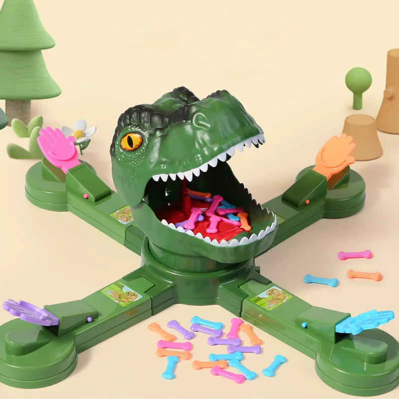 Juego de desafío de educación preescolar, dinosaurio eléctrico para comer huesos, juego de mesa, Catapulta de rotación, juguetes de dinosaurio