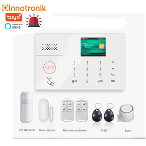Innotronik顶级销售图亚无线<span class=keywords><strong>Gsm</strong></span>安全系统烟雾探测器Alexa兼容应用控制智能家居无线安全报警器