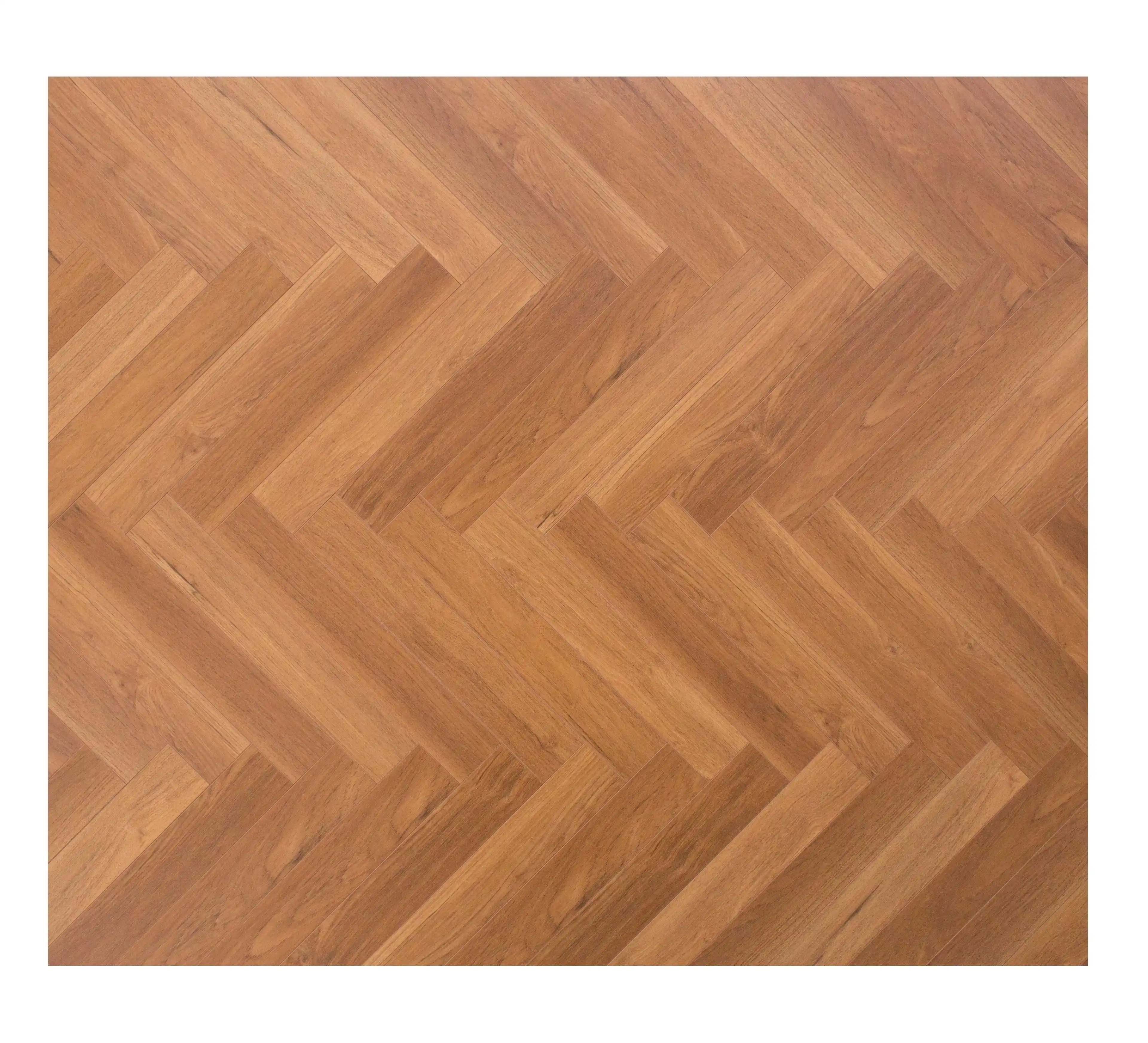 8mm a 12mm Interior HDF Piso Laminado Liso High Gloss AC5 Piso laminado Marrom Herringbone Flooring