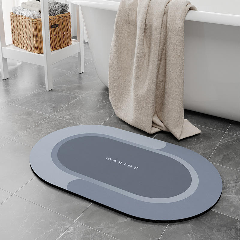 Alfombra de baño de tierra de diatomeas - Morandi ovalada azul claro