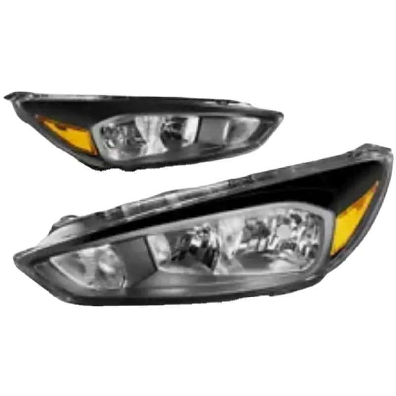 BAINE Right Headlights Black Cover Yellow For Ford Focus 2015-2018 OE F1EZ13008A/F1EZ13008B