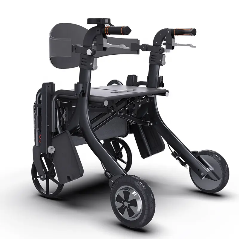 핫 세일 새로운 경량 수송 힘 의자 장애인 4 바퀴 접이식 전기 rollator 워커 휠체어 콤보 s
