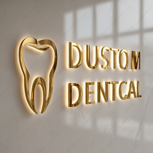 Объемные световые буквы 3D с золотым покрытием для логотипа компании, вывеска для офиса, настенный декор - Product Image 3