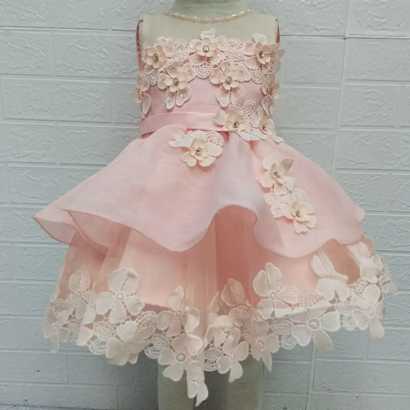 Fashion inovasi penjualan laris gaun putri anak perempuan pesta ulang tahun tiruan gaun bordir