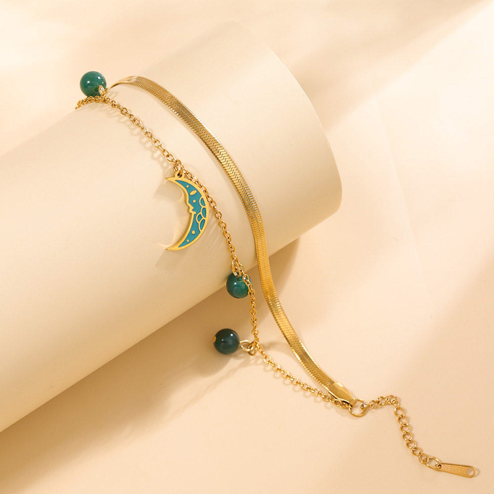 Green beads cuiyue double layer gold