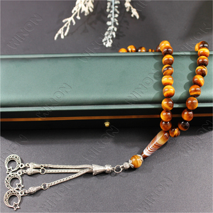 फैक्टरी थोक 33 प्राकृतिक बाघ नेत्र पत्थर टास्बिह मिसाहा सुधा मुस्लिम (ईसालैमिक) रस्सी प्रार्थना - Product Image 6