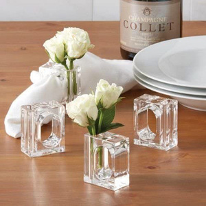 Clear Solid Acryl Servetringen Met Bud Bloem Houder Groothandel Lucite Servet Ring Voor Bruiloft Decor - Product Image 5