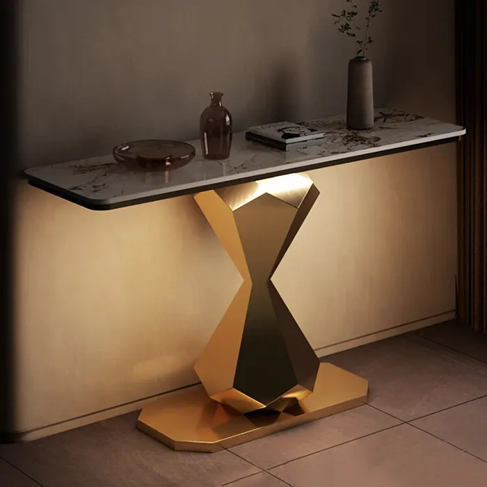 the cheapest hot selling items modern hallway entryway luxury minimalist stainless steel gold console table