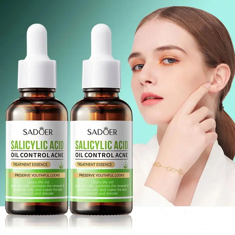 OEM SADOER Extracto de ácido salicílico Rosa tratamiento original del acné removedor de espinillas cuidado de la piel ordinaria suero niacinamida
