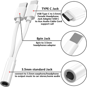 <strong>2</strong> in <strong>1</strong> <strong>USB</strong> C to 3.5mm Headphone Jack Adapter 8pin to 3.5mm Headphone Jack Adapter for iPhone 14 13 Pro Max Samsung Google Pixel - Product Image 3