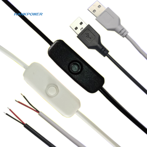 2芯USB 2.0打开裸端电缆，带501开/关按钮电源按钮开关 - Product Image 4