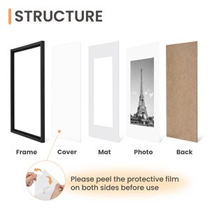 Resim çerçevesi 5 Set, ekran resimleri Mat ile 8x10 veya Mat olmadan 11x14, duvar galeri fotoğraf çerçeveleri, siyah - Product Image 3