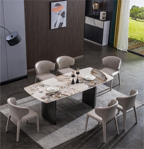 Mesa de comedor y silla de gama alta, combinación de placa de roca ligera para el hogar, mesa rectangular moderna sencilla, venta al por mayor - Product Image 2