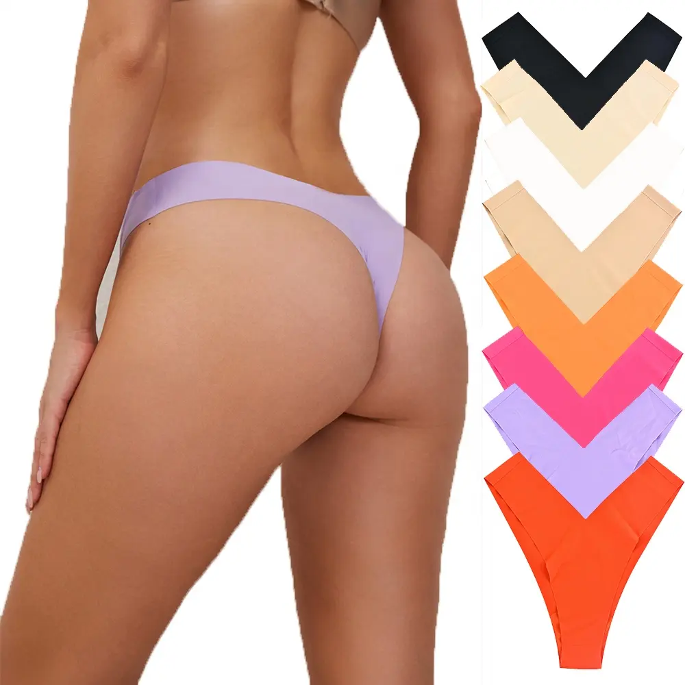 Benutzer definiertes Logo Frauen Plus Size Eisse ide Einteilige Unterwäsche Unsichtbare grundlegende ultraleichte Mikro faser Snug-Fit Tanga Nahtloses Höschen