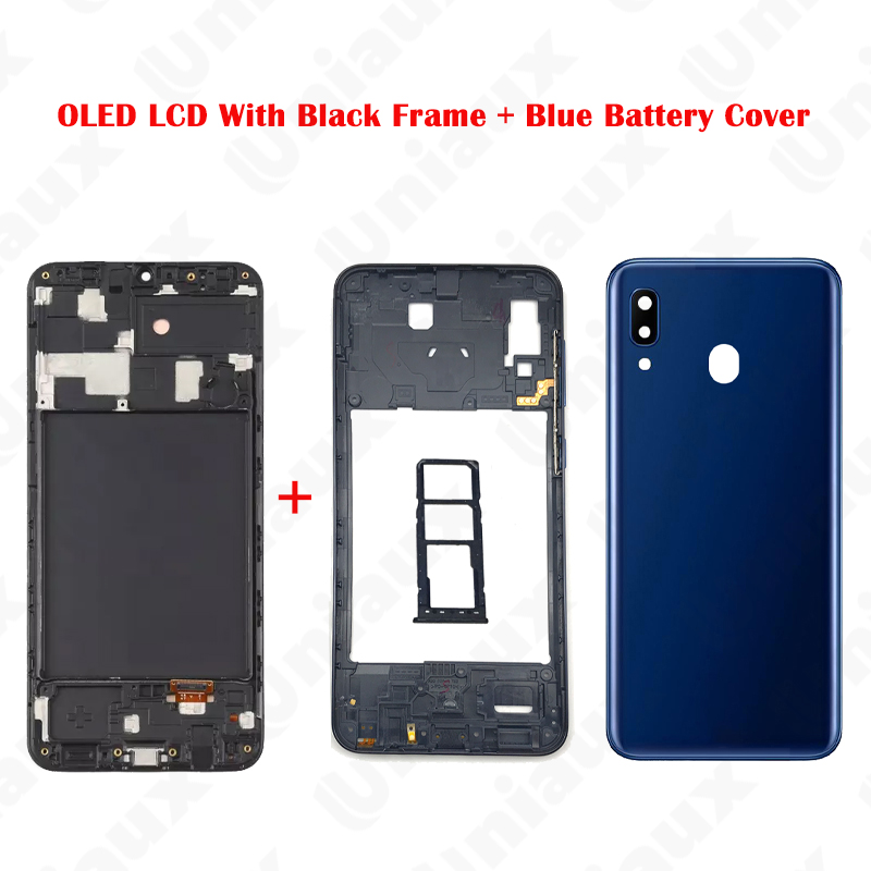 OLED con marco y tapa de batería azul