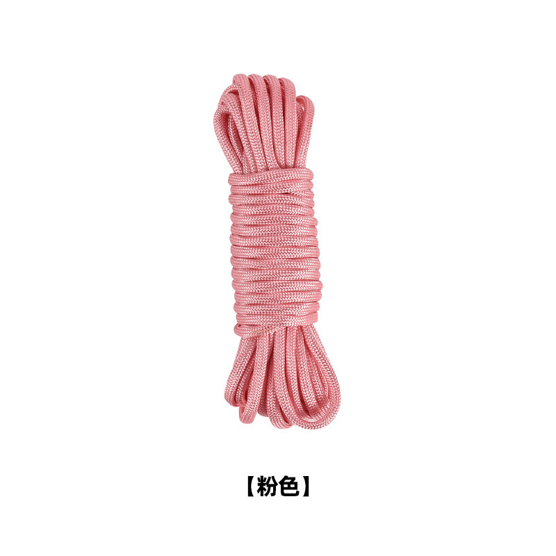 A bundle of pink rope, 100 meters long.