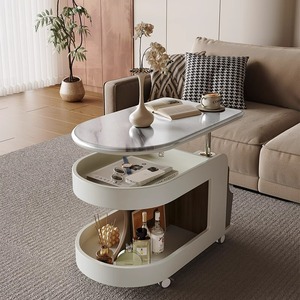Mesa de centro multifuncional para muebles crema con ruedas, mesa de centro ajustable con parte superior elevada móvil, almacenamiento de espacio pequeño, mesa de centro para el hogar - Product Image 5