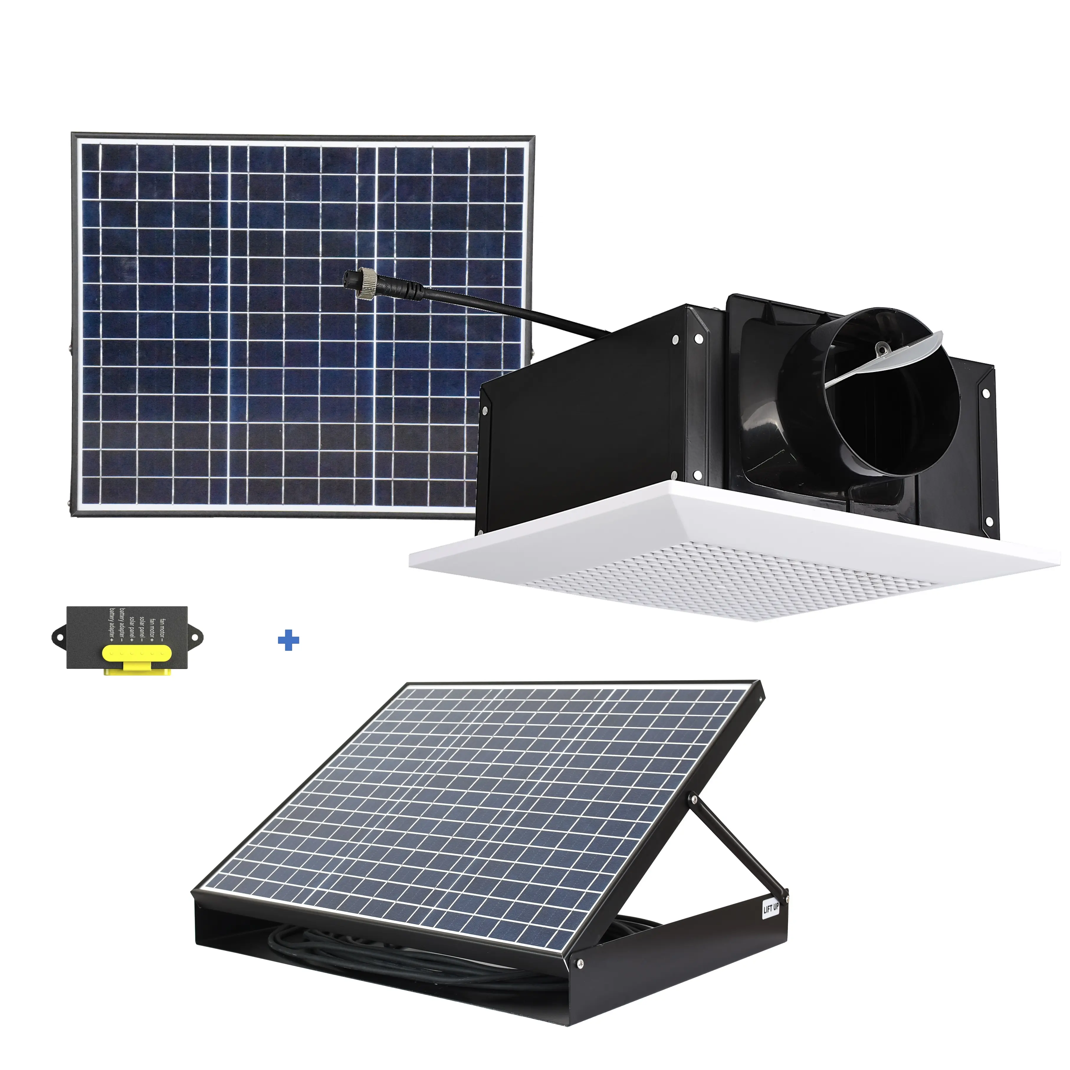 Sunny DC Vent Kits Green Energy 70W Ventilador centrífugo con conductos en línea alimentado por batería solar Sala de estar Baño Ventilador de escape de techo