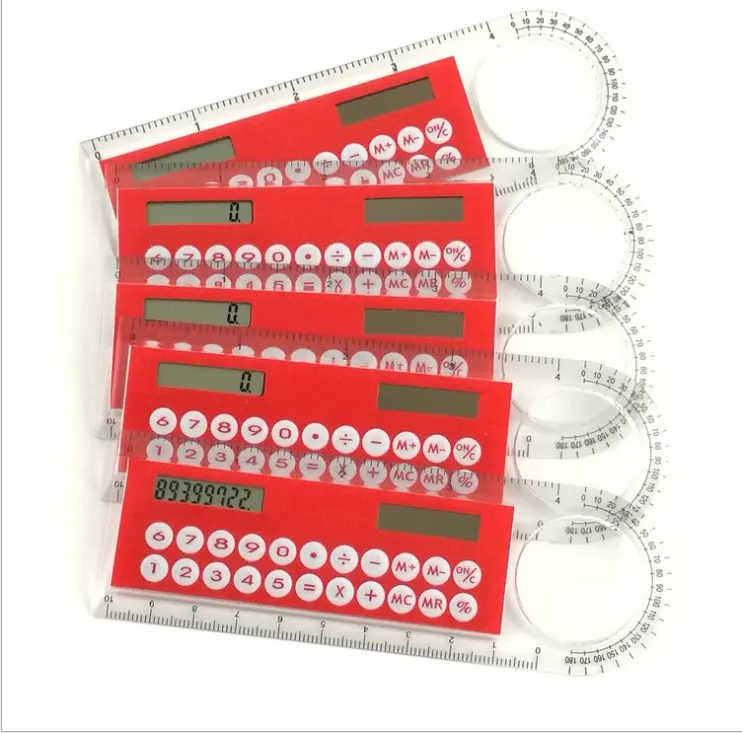 Multifunctionele Mini Mode 8 Digitale Solar Rekenmachine Met Liniaal En Vergrootglas