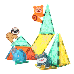 Popular Preschool Toys with Cute Animals and Printed <strong>Patterns</strong> for Children's Magnetic Tile <strong>Building</strong> <strong>Blocks</strong>