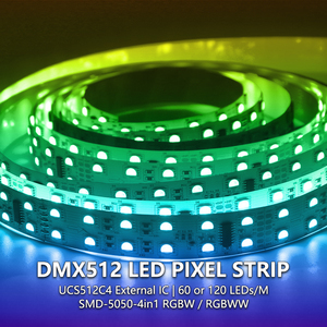 Светодиодная Пиксельная лента DMX512, двухрядная 5050 RGBW RGBWW 4 в 1 SMD, полноцветная внешняя программируемая адресная световая панель IC UCS512 24 В - Product Image 2