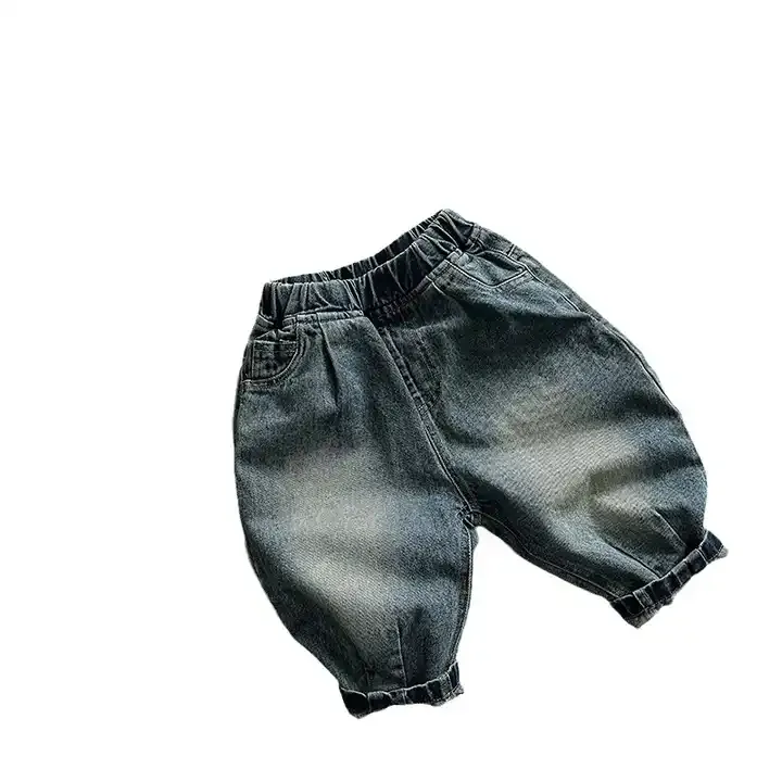 XH Crianças Calças Perna Larga Roupas infantis bolso duplo casual confortável moda bebê jeans
