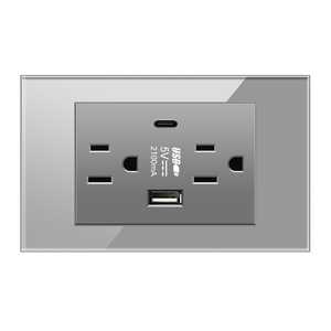 高品质英国13A墙壁开关3针通用插座16A，带USB + C型18W 3.1A快速充电灰色磨砂塑料面板 - Product Image 3