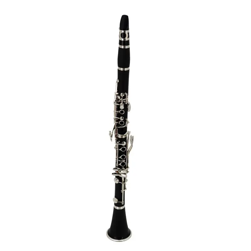 Clarinete profesional de Bajo C, baquelita Bb, niquelado, de goma dura