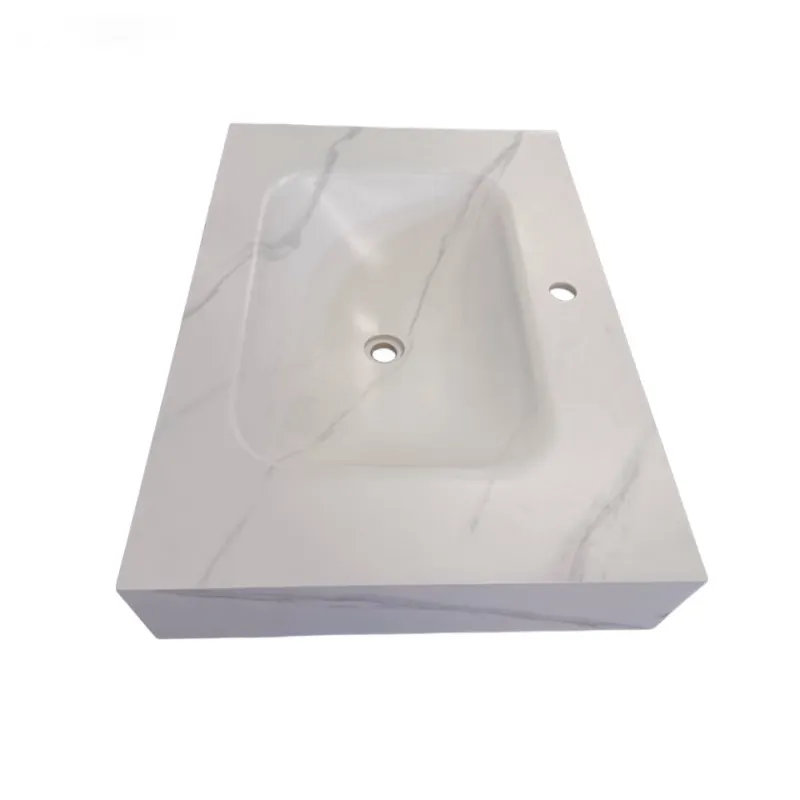 Nuovo Design moderno lavabo di un pezzo sinterizzato in pietra di piegatura a caldo per il bagno piano di lavoro