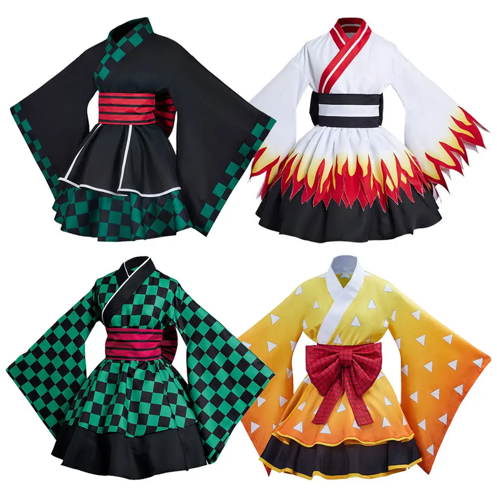 2024 nuevo ecoparty Rengoku Kyoujurou Cosplay disfraz Kimono Lolita vestido trajes Halloween carnaval traje