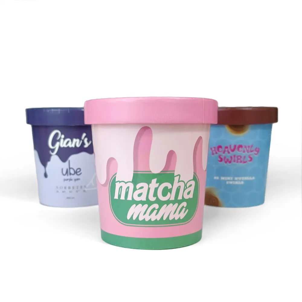 8 once 12 once 16 once 32 once Logo Personalizzato Frozen Yogurt Tazza di Carta Gelato Con Coperchio