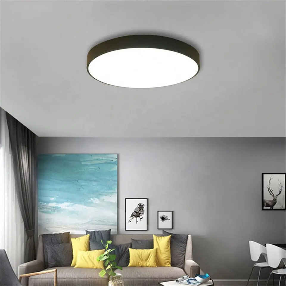 60W interior barato Luz de superficie de hierro montado Led lámpara de techo redondo con ventilador