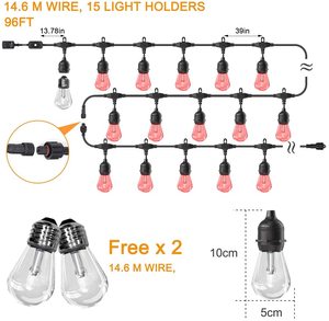 Hanging 48FT Color Changing Remote Control Outdoor 16 Color LED String Lights - Product Image 3