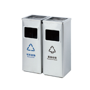 Contenedores de clasificación Cubo de basura de reciclaje Cubo de basura de metal para exteriores Cubo de basura de metal Rectangular Parque Basura - Product Image 2